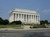 The Lincoln memorial, as the sun pokes out from the haze